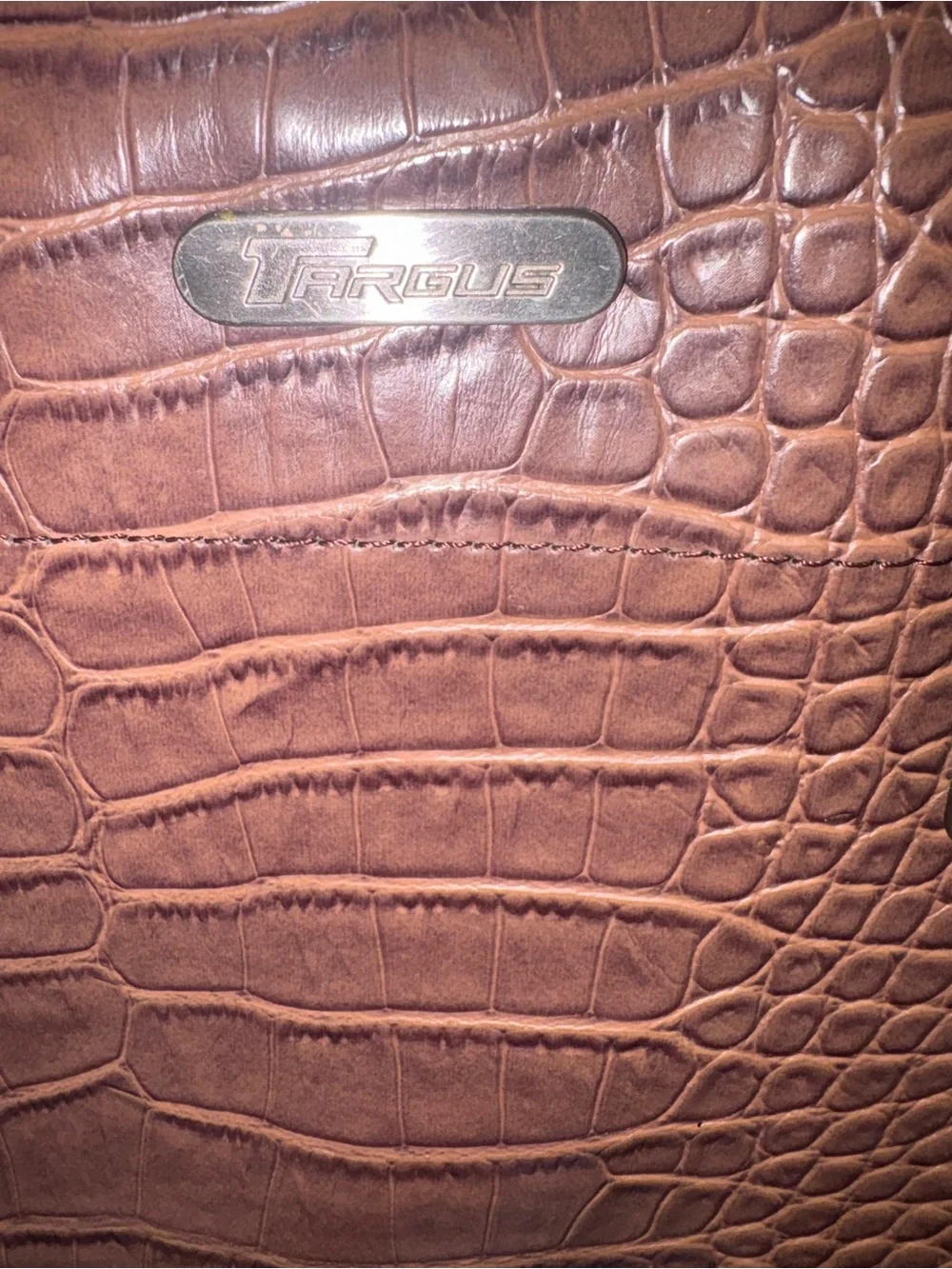 Targus Brown Laptop Handbag Tote Faux Alligator Embossed Women’s Travel Bag